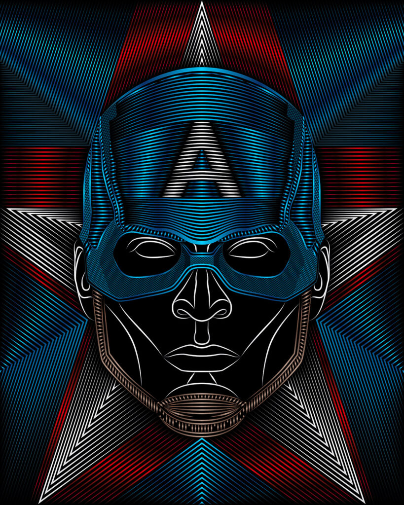 Captain America with Shield Art | Universal Studios Illustration