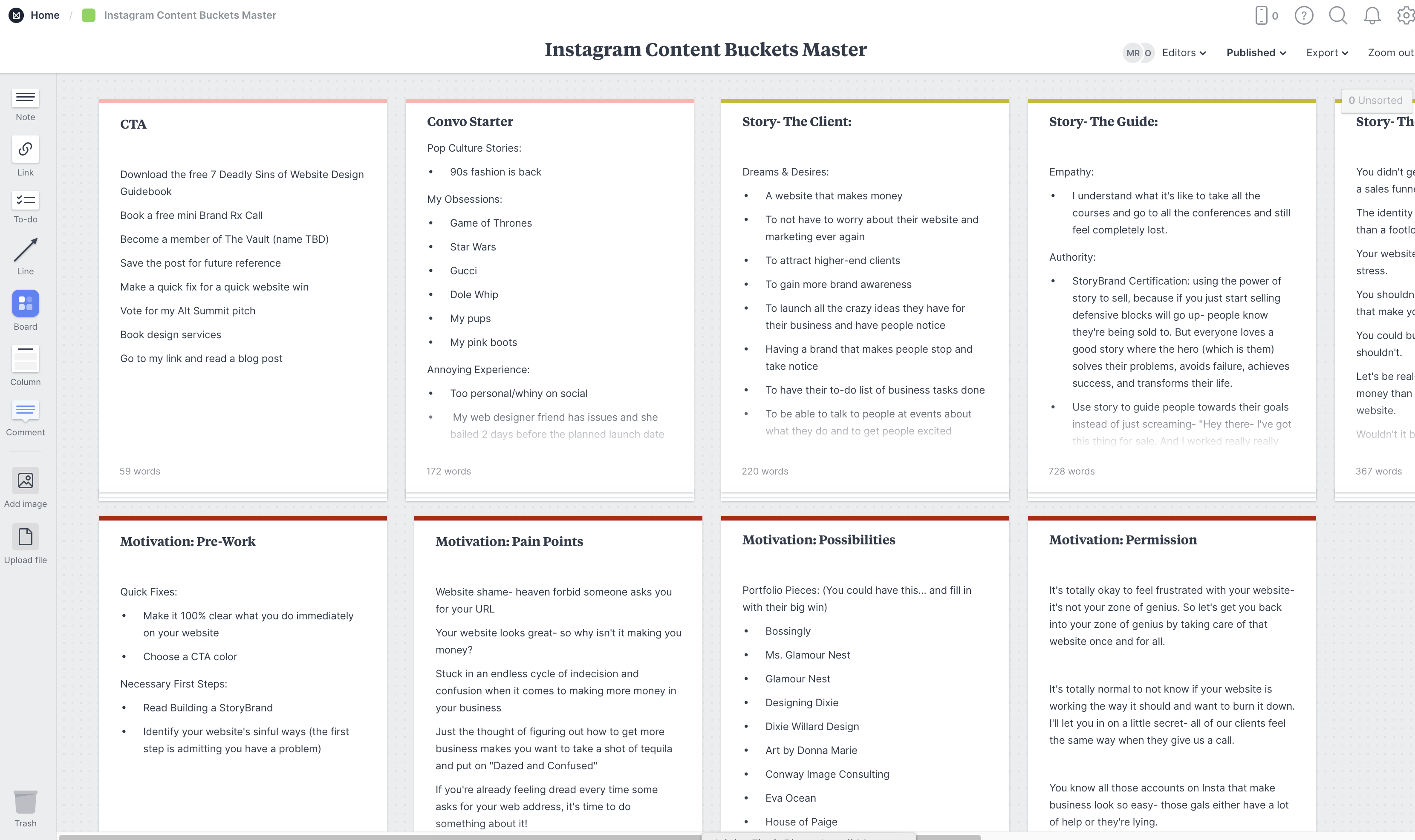 Milanote Content Creation Tools