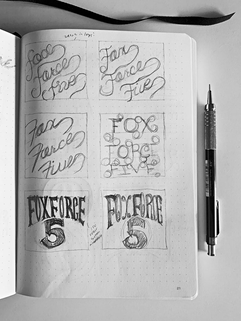 Fox Force 5 Lettering Sketches