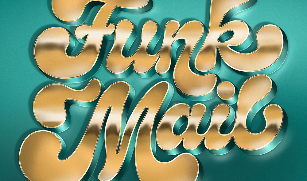 Funk Mail Lettering Funky Gold Teal Retro - Featured