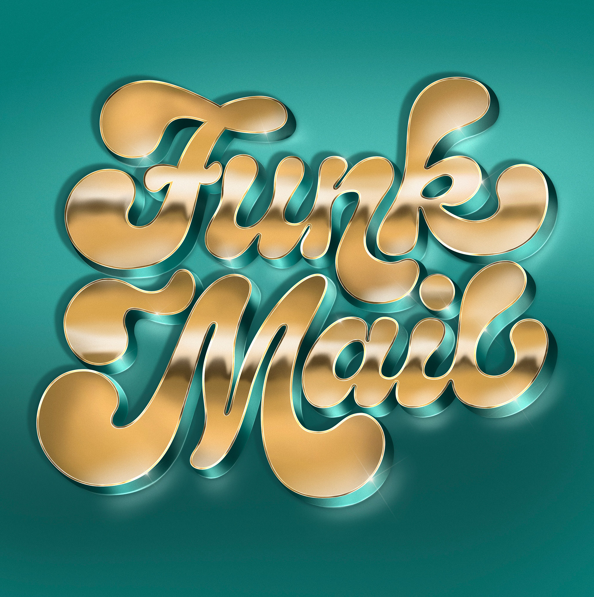 Funk Mail Lettering Funky Gold Teal Retro