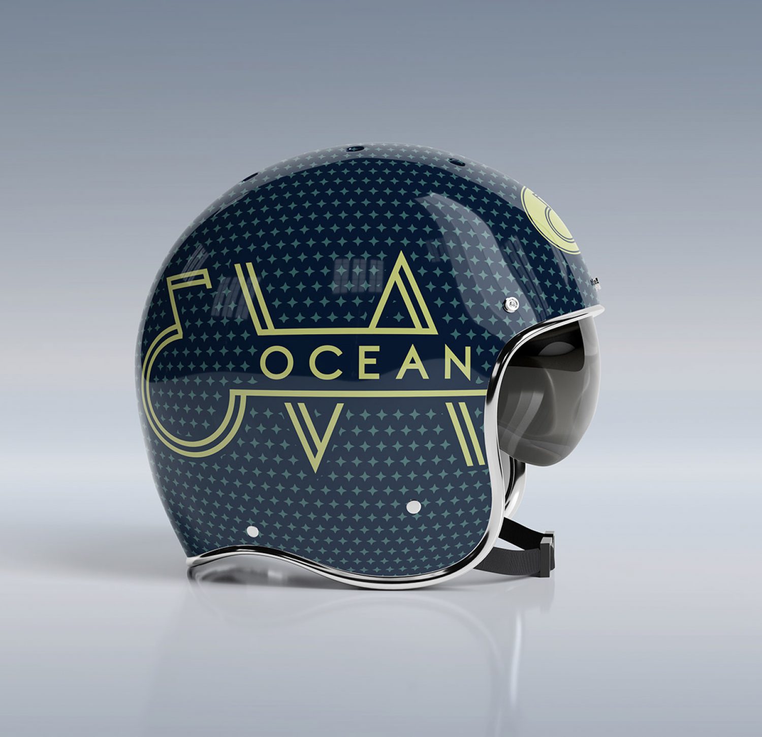 Eva Ocean Musician Branding Logo Motorcycle Helmet